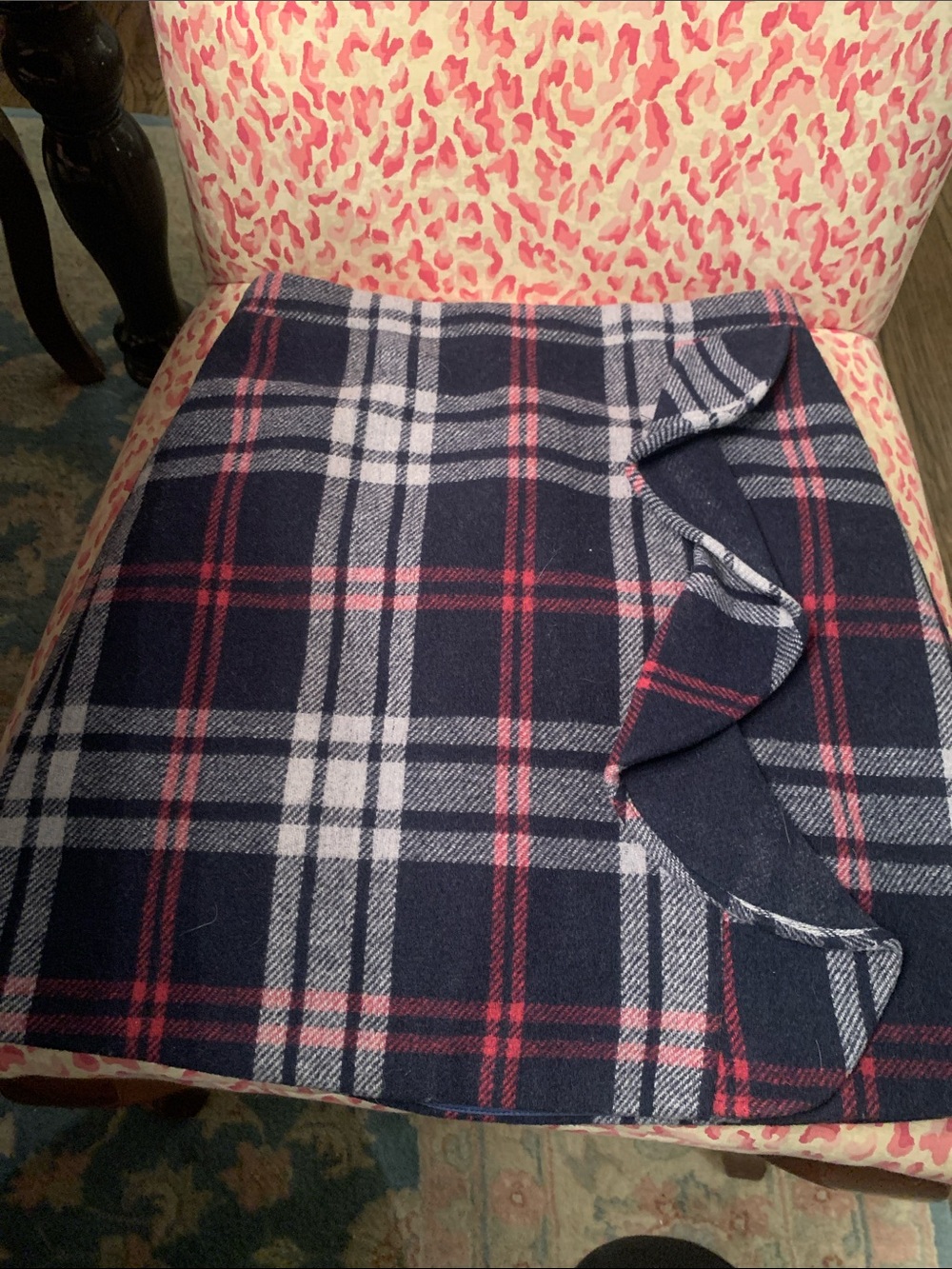 J. Crew Navy Plaid Mini Skirt with Pink and White Checks